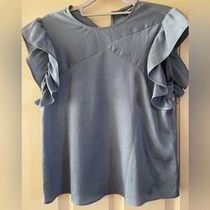 Express Blue Short Sleeve Blouse Sz XS